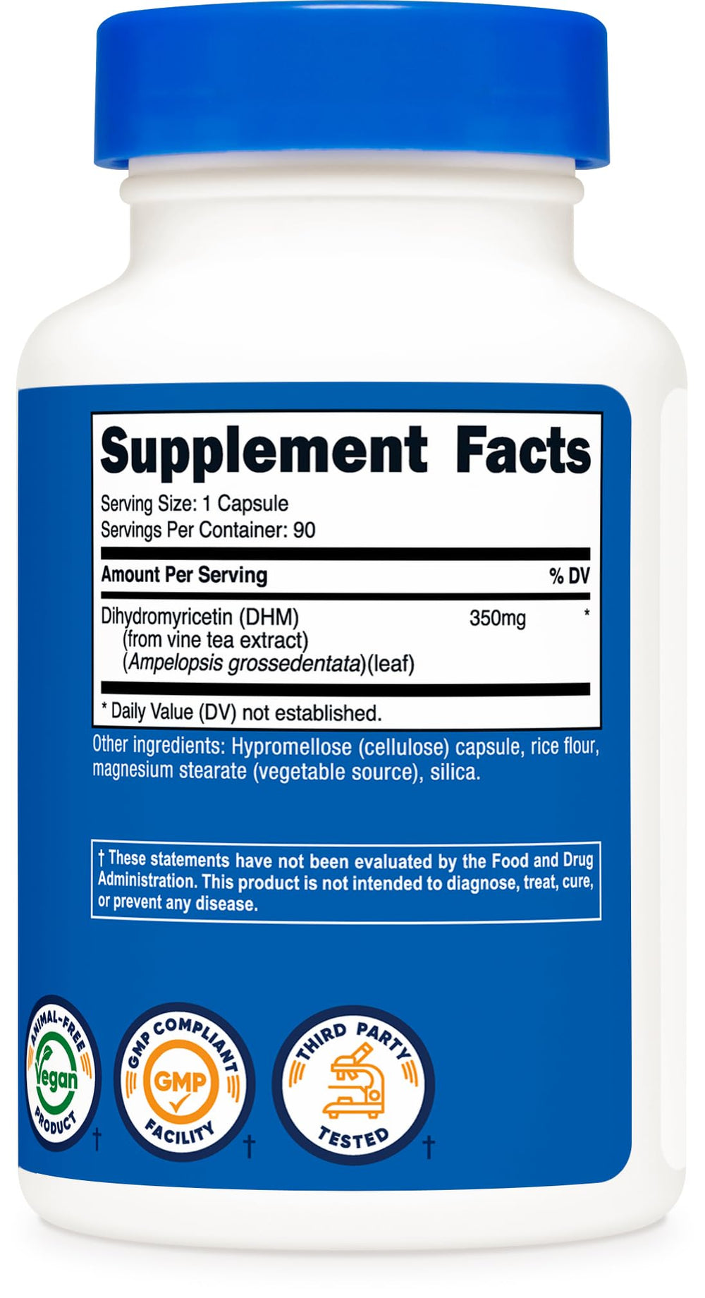 Nutricost DHM capsules 90-serving count display.