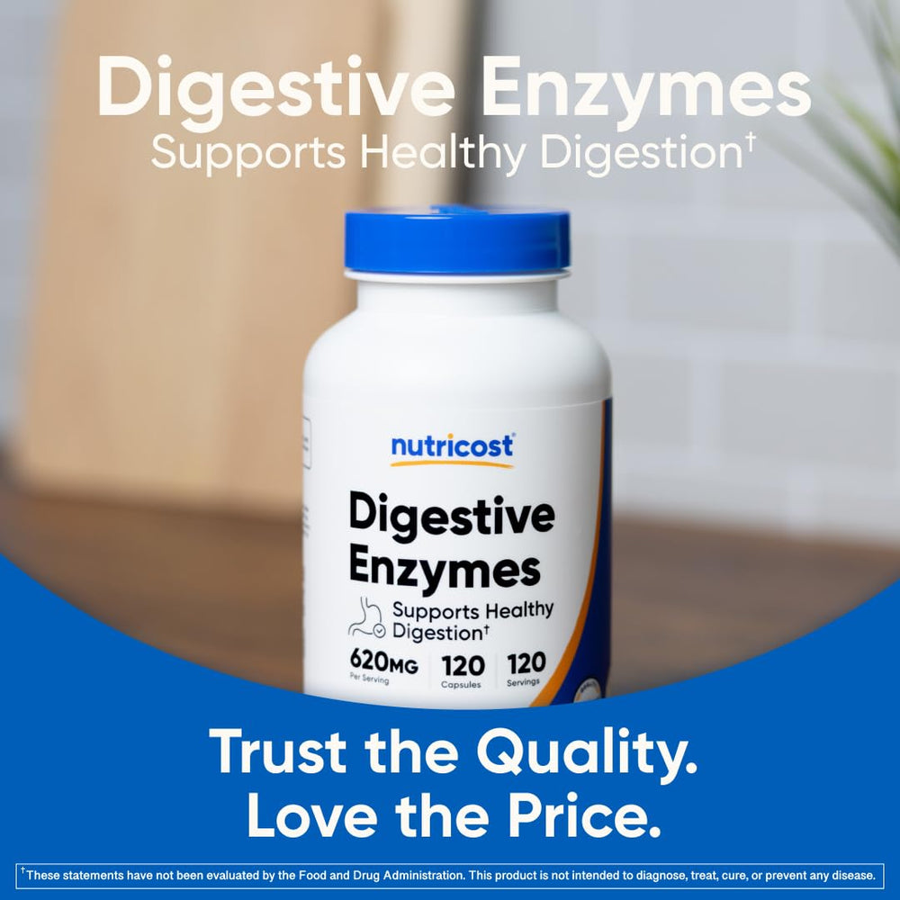 Nutricost Digestive Enzymes packaging on shelf highlighting quality.