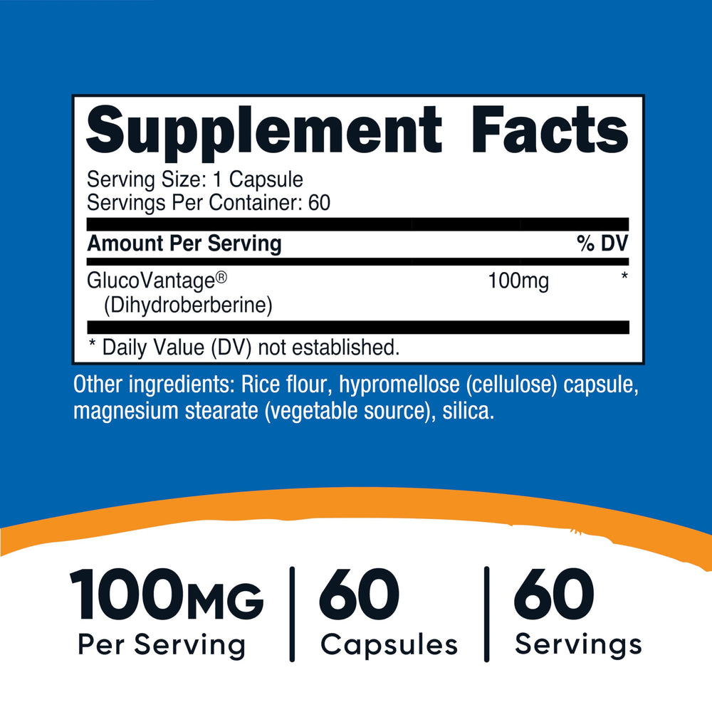 Nutricost Dihydroberberine capsules on counter for easy daily use and routine