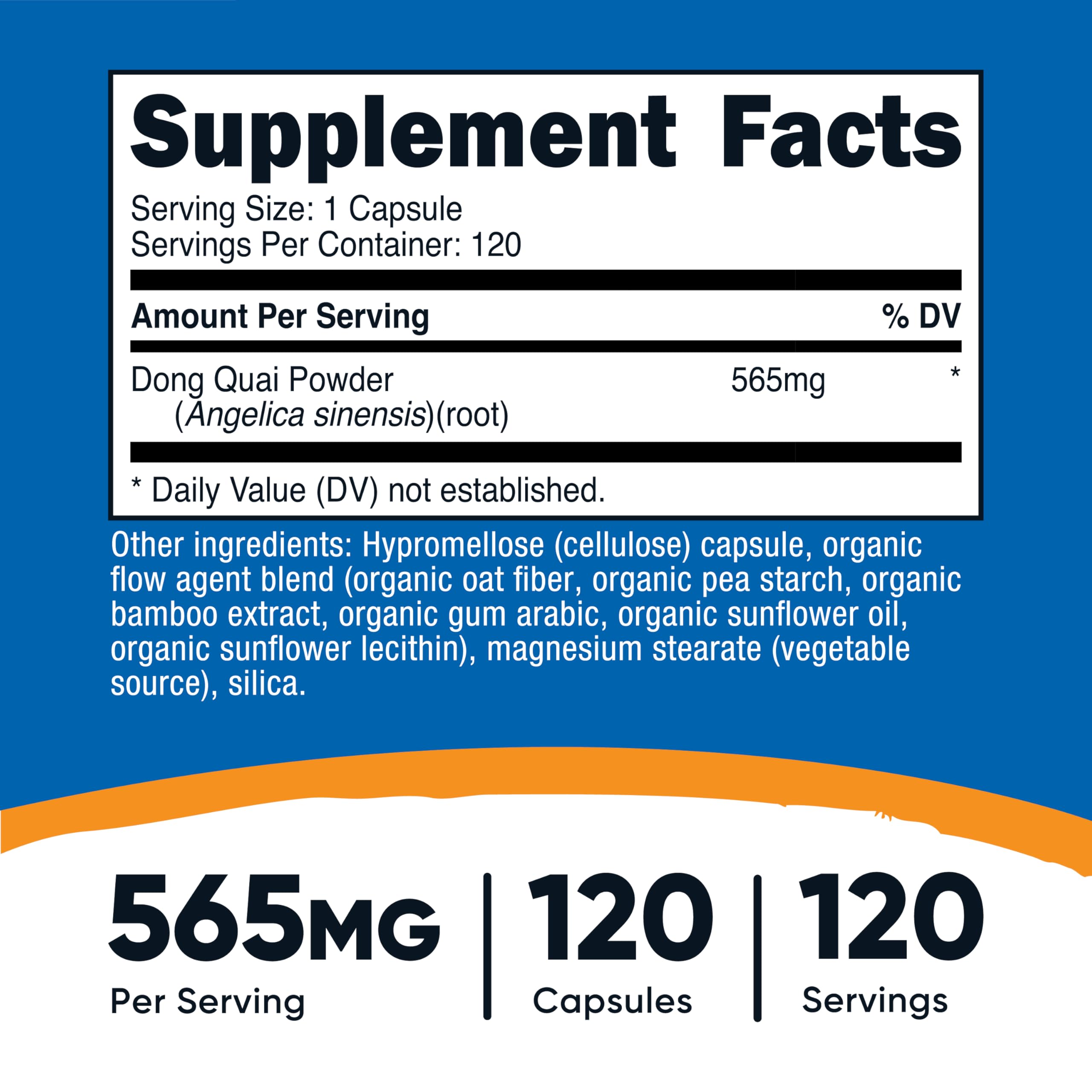 Nutricost Dong Quai capsules closeup demonstrates dense capsule form for easy daily intake.