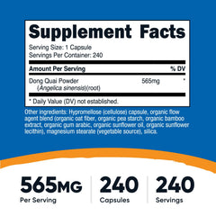 Nutricost Dong Quai capsules closeup showing vegetarian capsules
