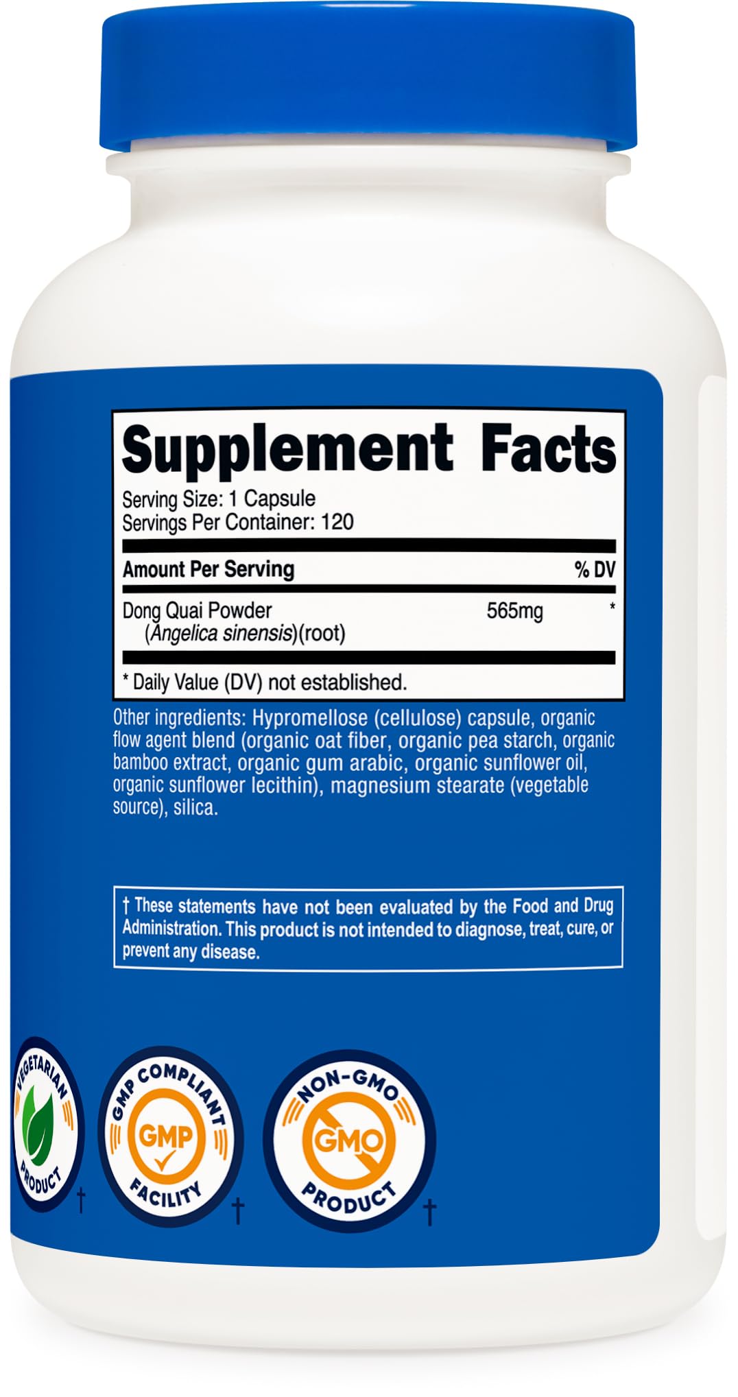 Nutricost Dong Quai gluten-free, non-GMO capsules support mindful supplementation choices.