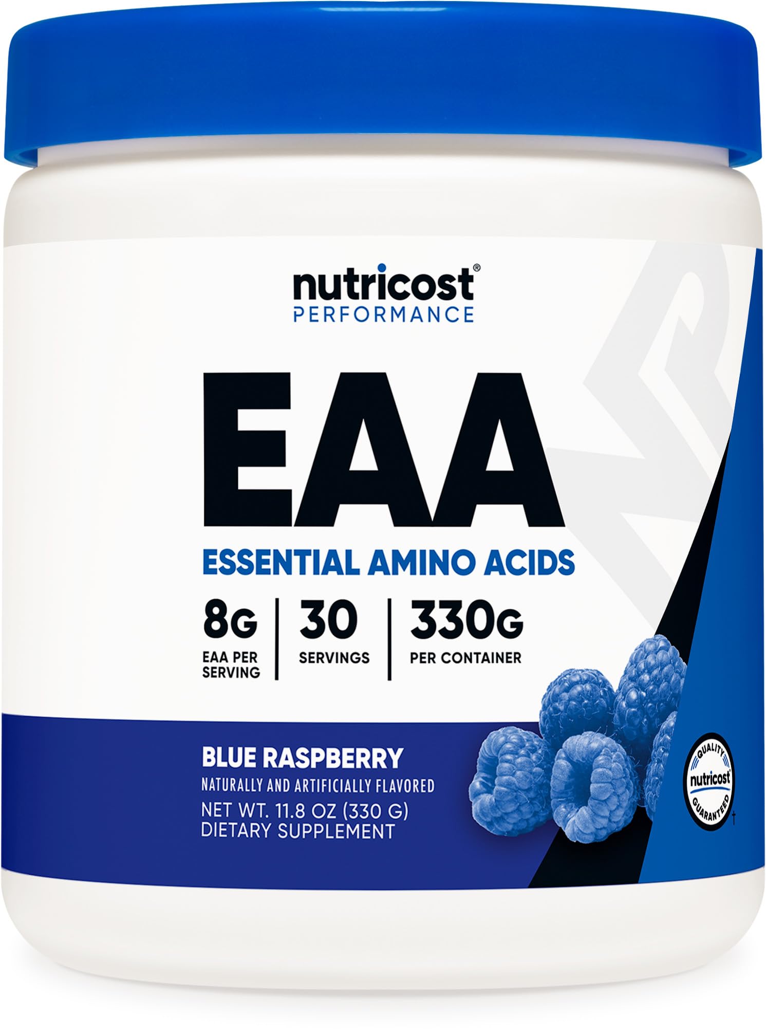 Nutricost EAA Powder Blue Raspberry tub for daily amino acid support.