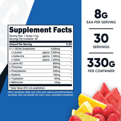 Nutricost EAA Powder Fruit Punch glass showing ready to mix post workout drink