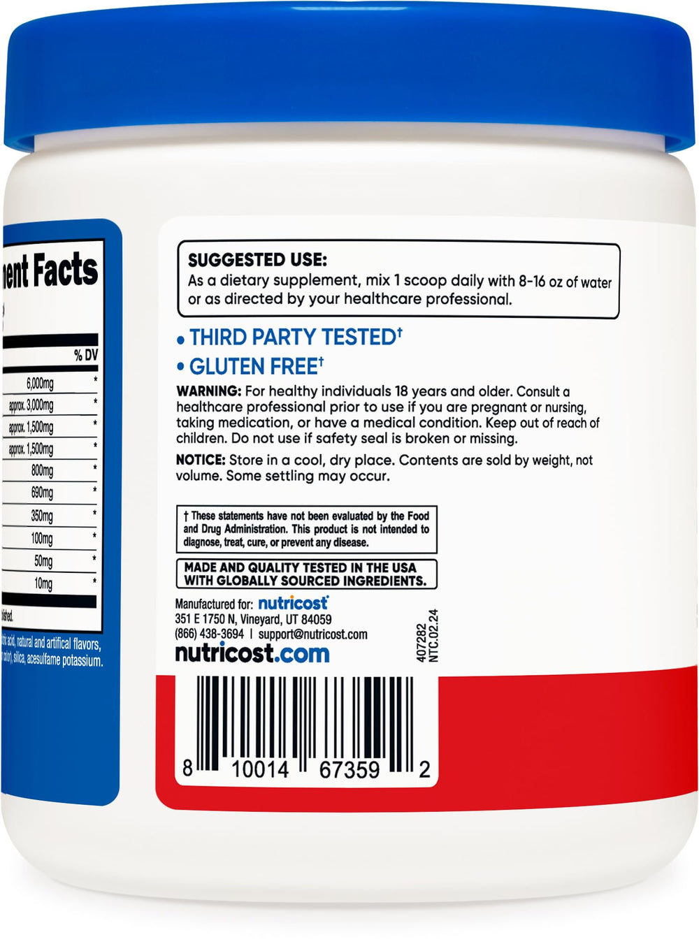 Nutricost EAA Powder Fruit Punch scoop included for accurate servings