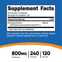 Close-up of Nutricost Echinacea capsules highlighting the plant-based formulation.