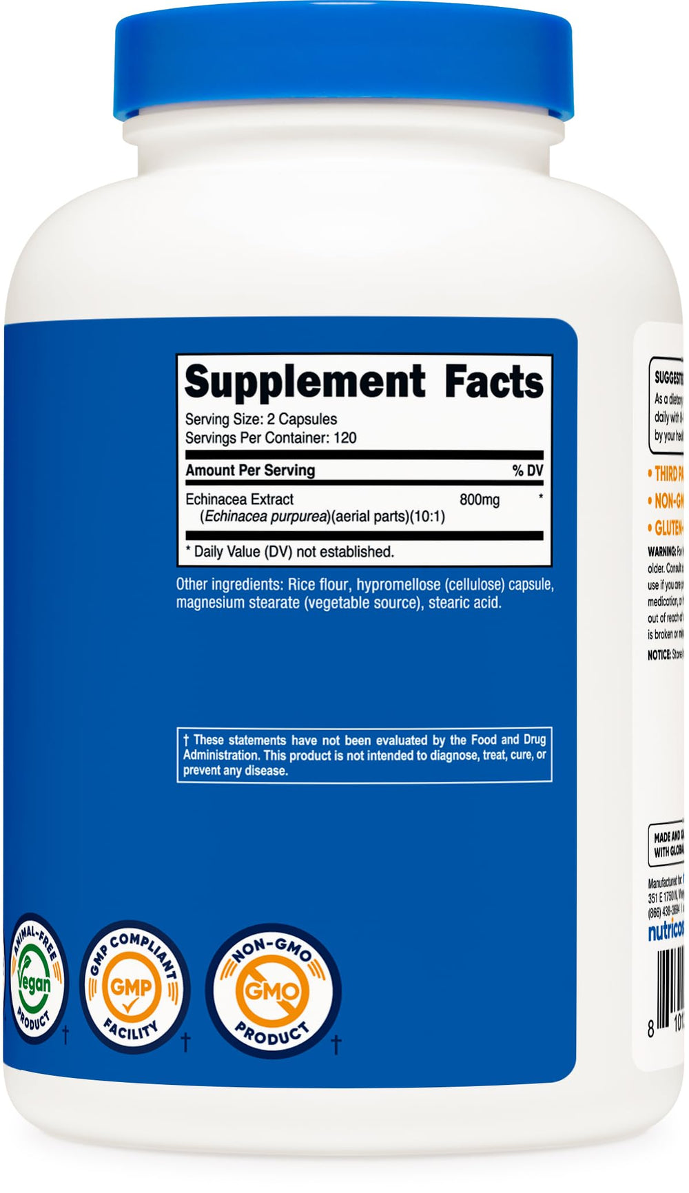 Nutricost Echinacea capsules poured for daily use.