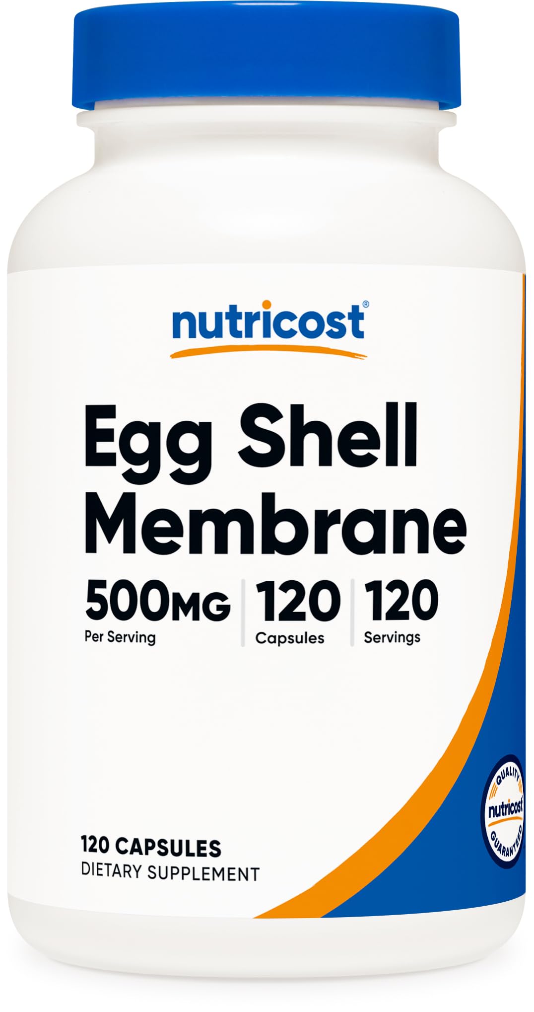 Nutricost egg shell membrane 500mg bottle for daily joint support.