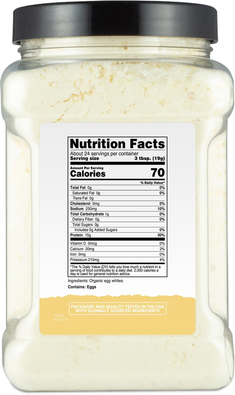 Nutricost egg white protein powder in a kitchen bowl ready to mix.
