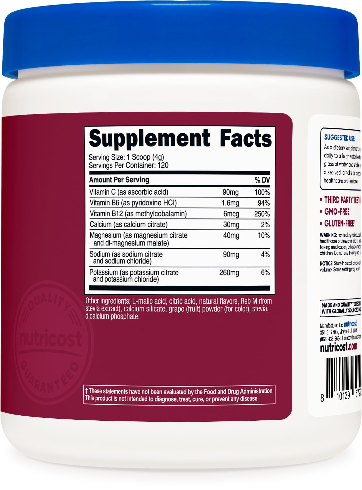 Nutricost Electrolyte Complex grape drink in water supports active hydration after exercise.