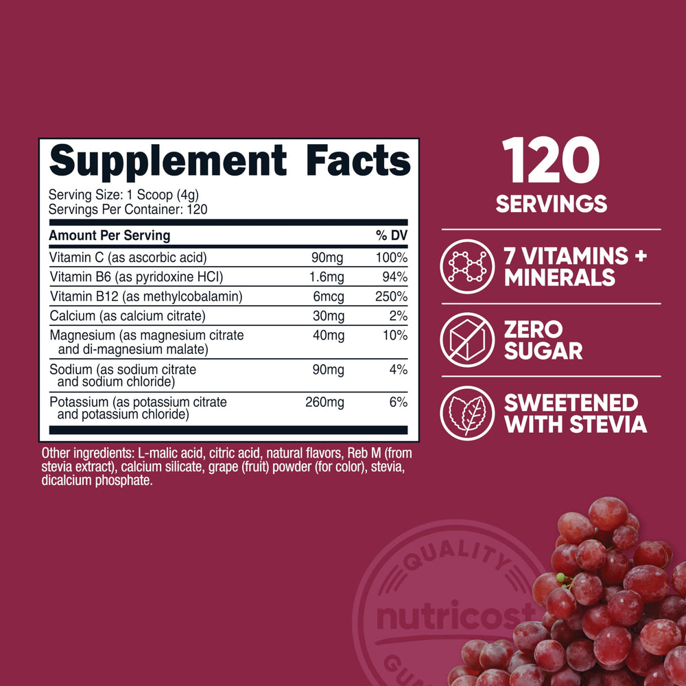 Nutricost Electrolyte Complex powder dissolving in water for refreshing hydration.