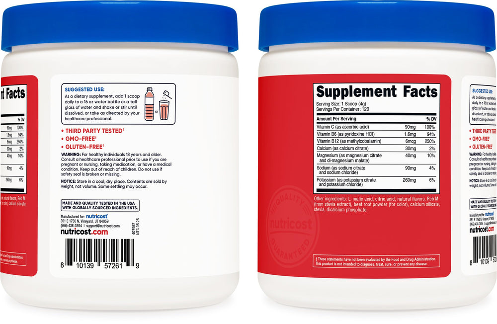 Glass of prepared Nutricost fruit punch electrolyte drink after workout