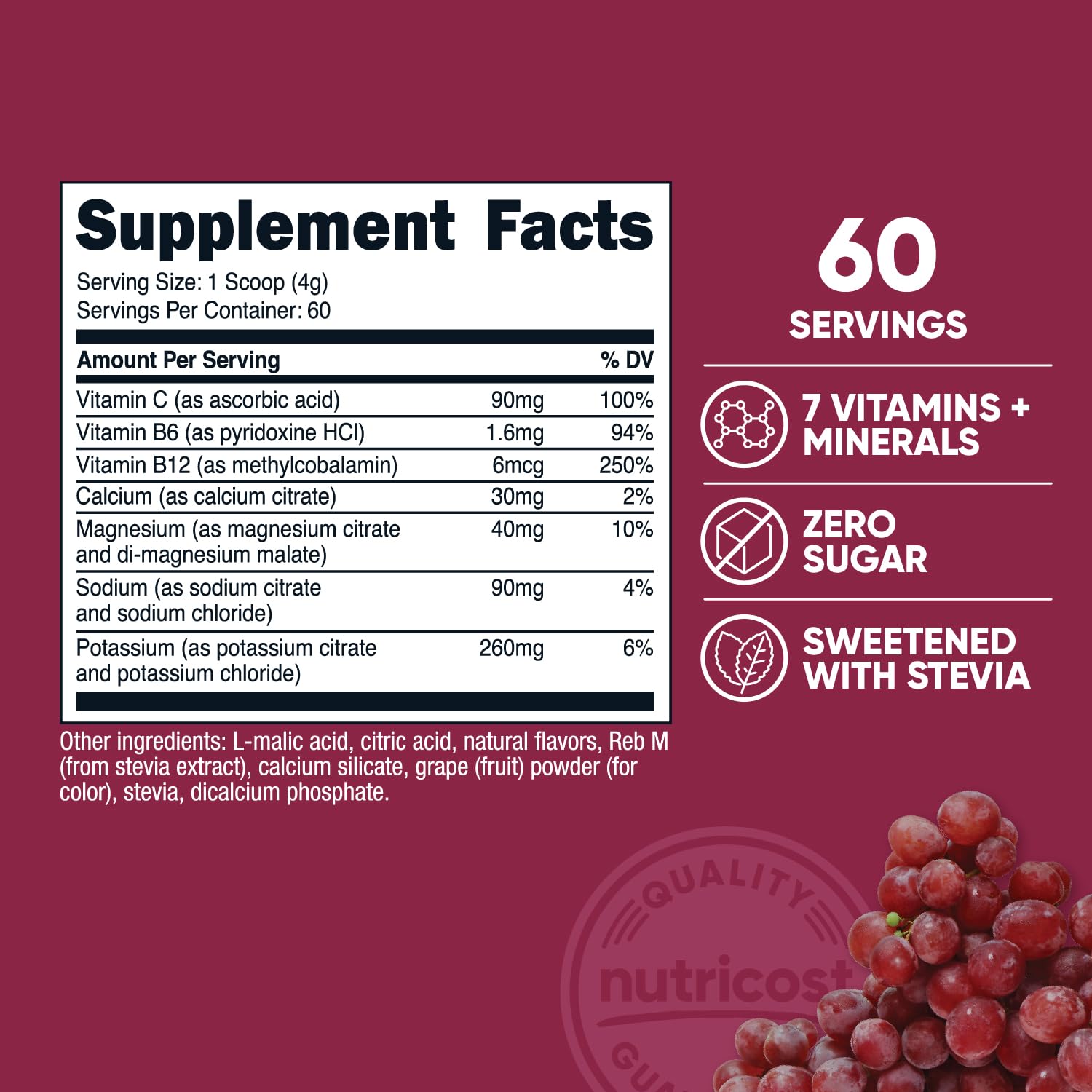 Nutricost Electrolyte Complex Powder grape glass refreshing after exercise