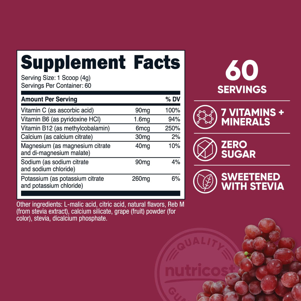 Nutricost Electrolyte Complex Powder grape glass refreshing after exercise