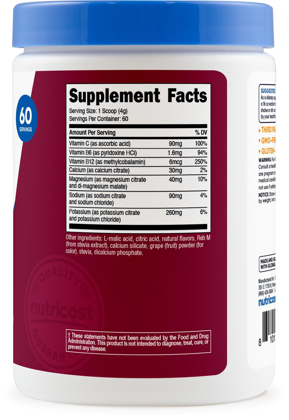 Nutricost Electrolyte Complex Powder grape stir-mix action creates smooth, flavorful hydration