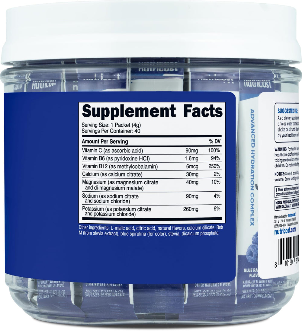 Nutricost Electrolytes Blue Raspberry on-the-go use during workouts