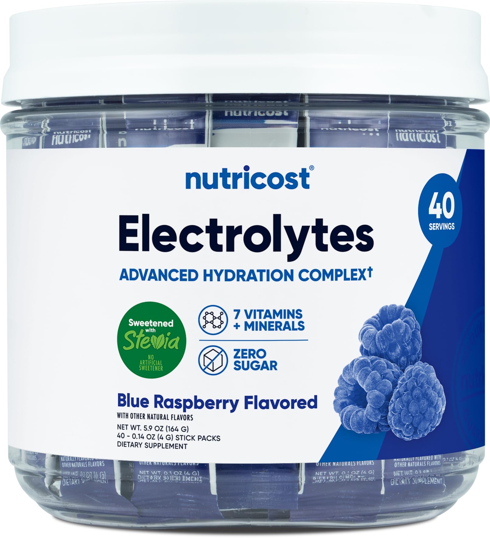 Nutricost Electrolytes Blue Raspberry stickpack for on-the-go hydration