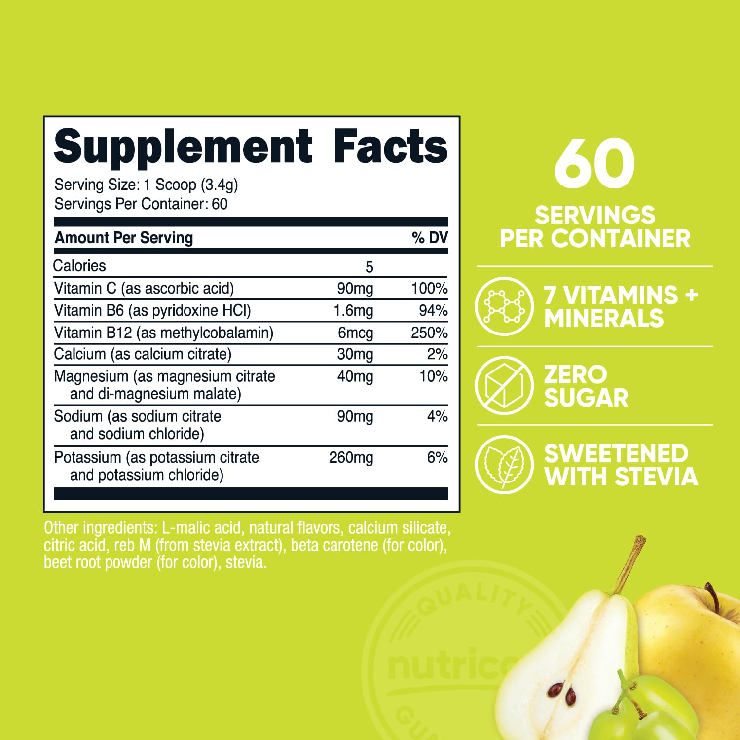 Nutricost Electrolytes Complex Orchard Blast scoop showing easy, accurate serving for consistent hydration.