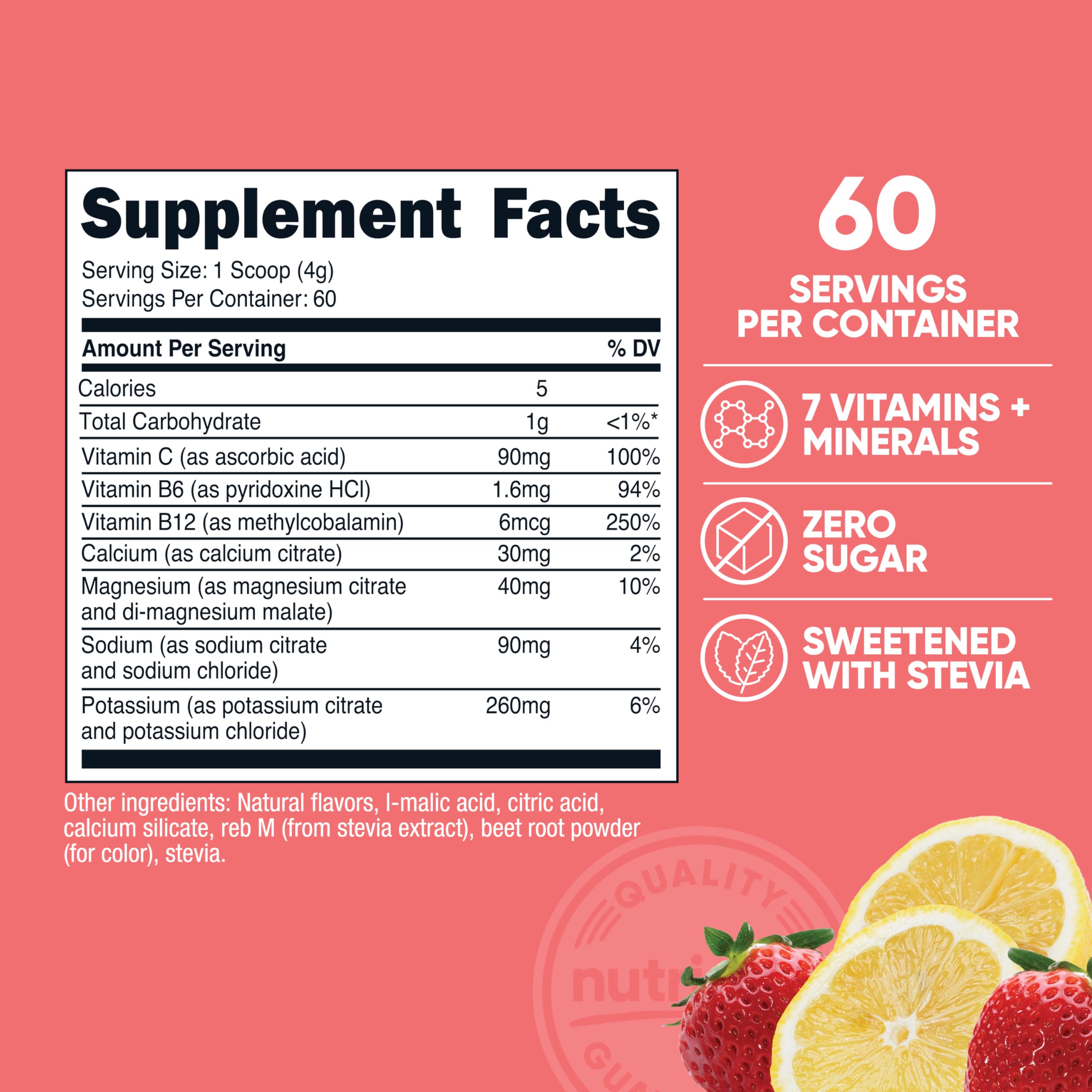 Nutricost Electrolytes Complex Strawberry Lemonade liquid ready for daily hydration.