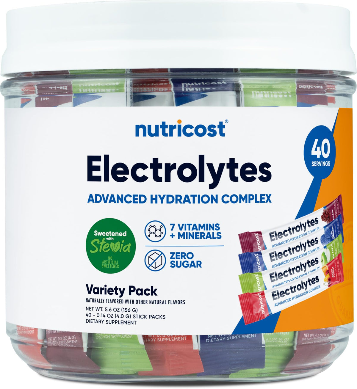Nutricost Electrolytes Green Apple stickpack for convenient on-the-go hydration.