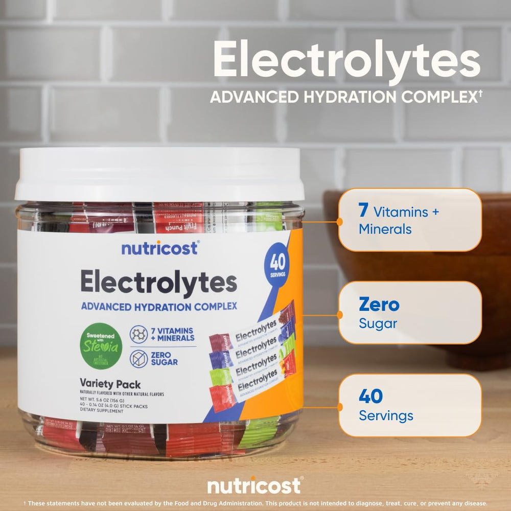 Nutricost Electrolytes On-the-go stickpack ready for travel.