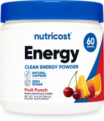 Nutricost Energy Complex Fruit Punch bottle ready for a pre-workout energy boost.