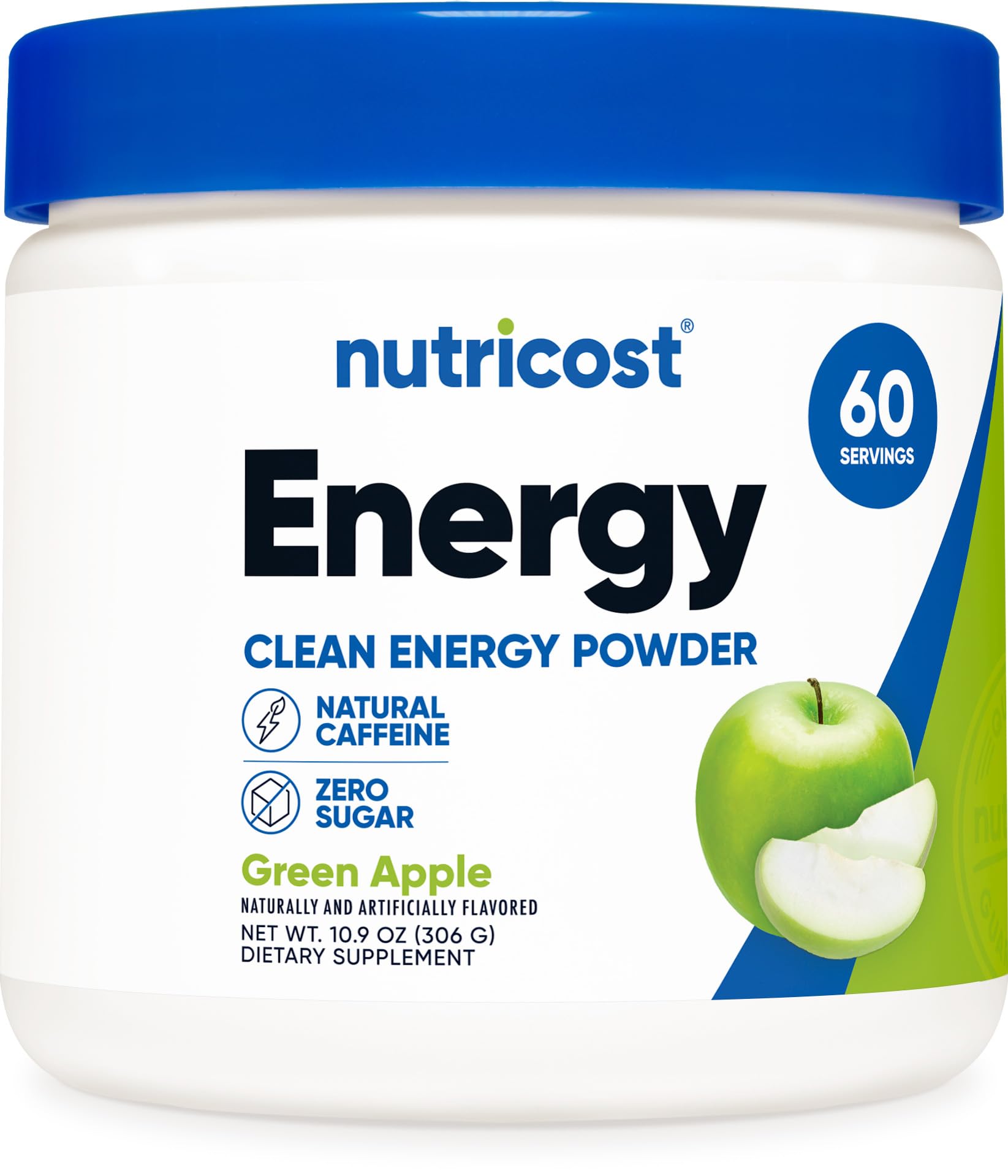 Nutricost Energy Complex Green Apple bottle with zero sugar and vibrant flavor