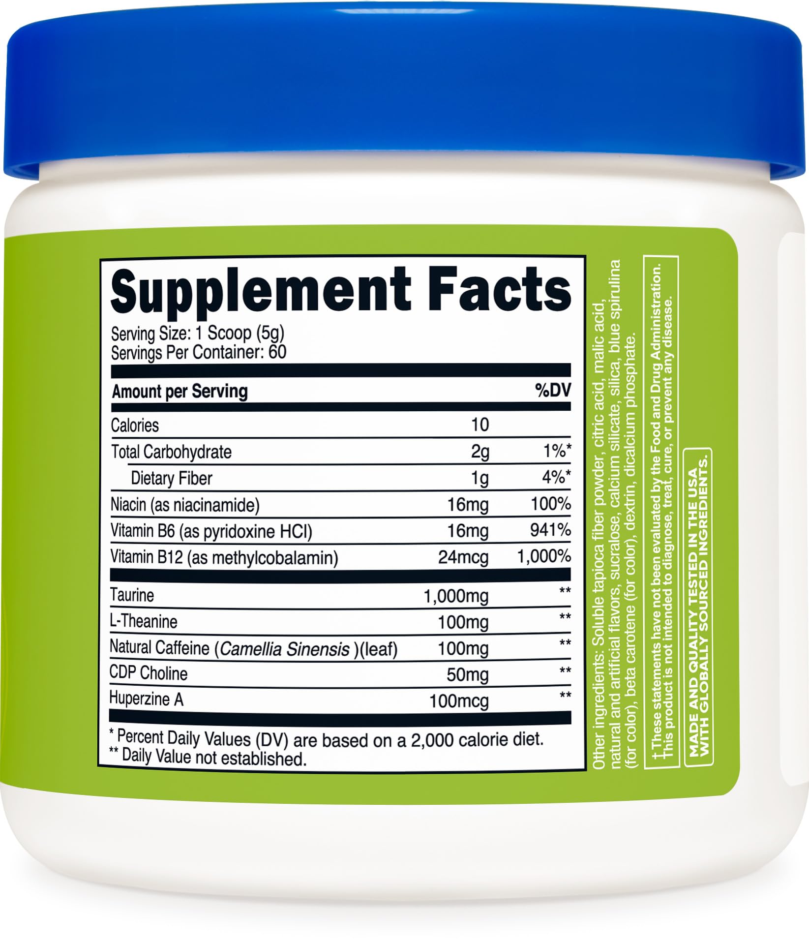 Nutricost label close-up showing 60 servings and gluten-free formula