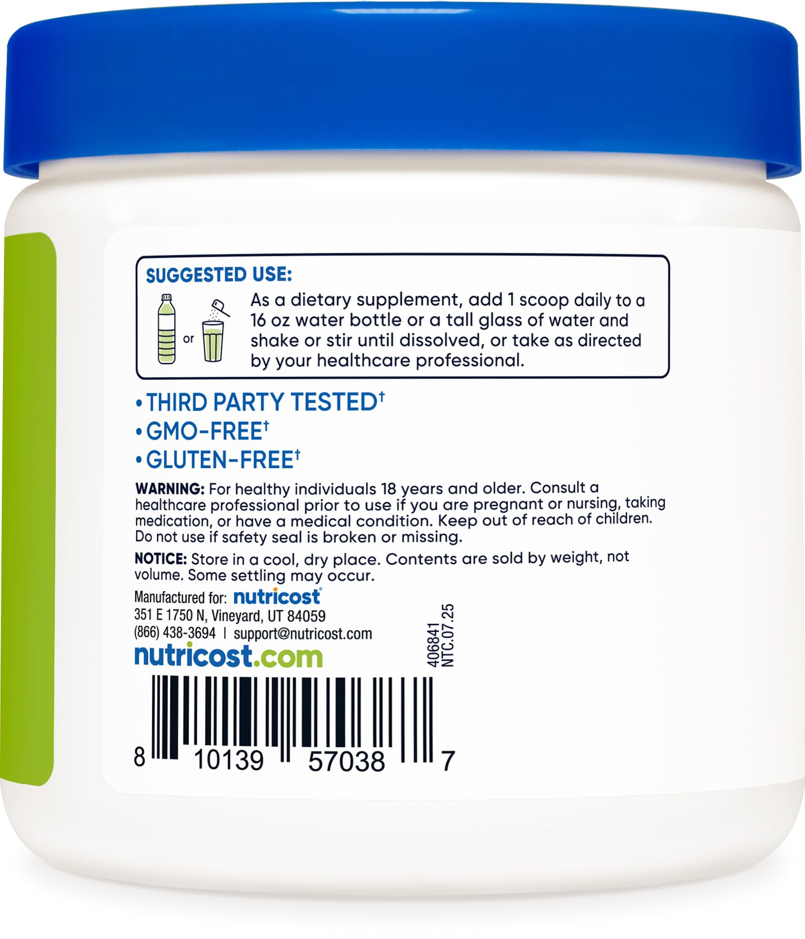 Nutricost Energy Complex Green Apple serving in cup after mixing
