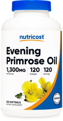 Nutricost Evening Primrose Oil bottle front; daily wellness in a non-GMO, gluten-free option.