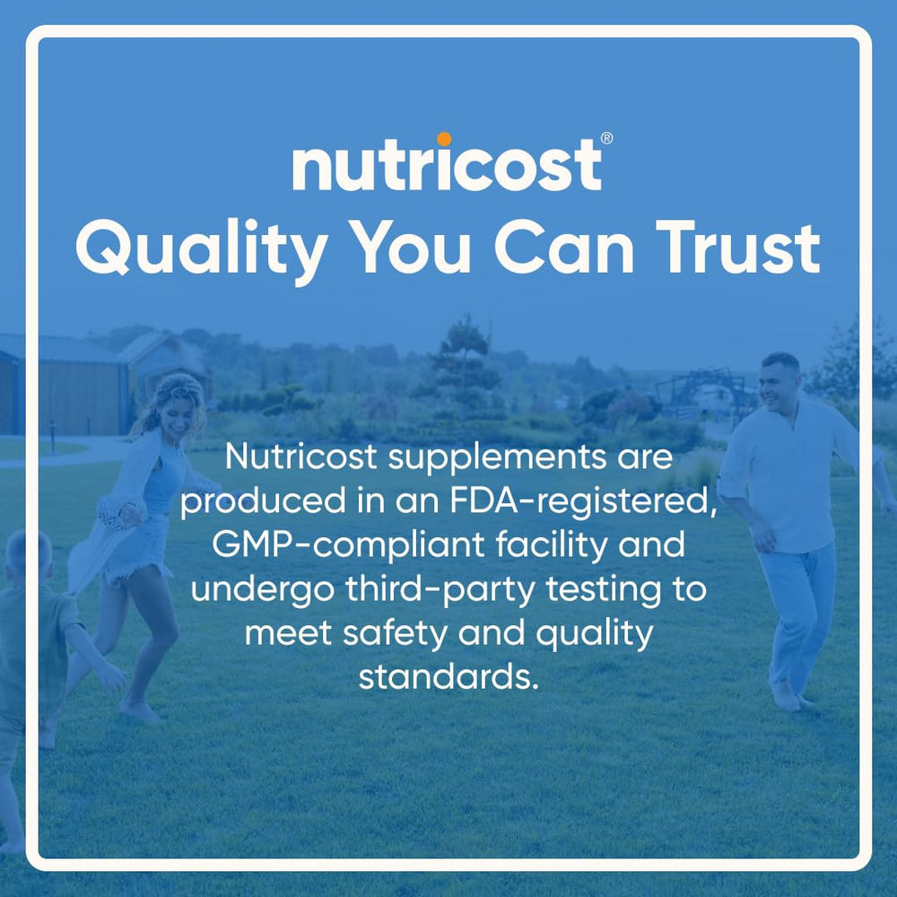 Nutricost facility stamp indicating NSF GMP FDA registered manufacturing