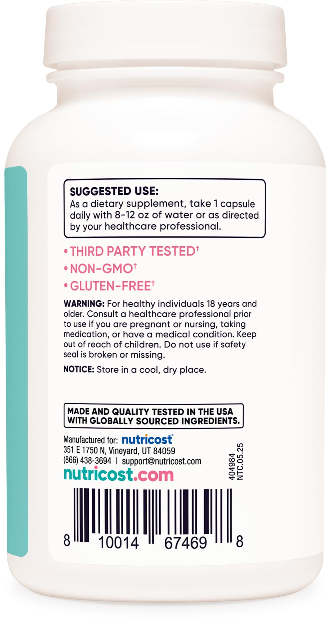 GMP-compliant, FDA-registered Nutricost manufacturing facility badge