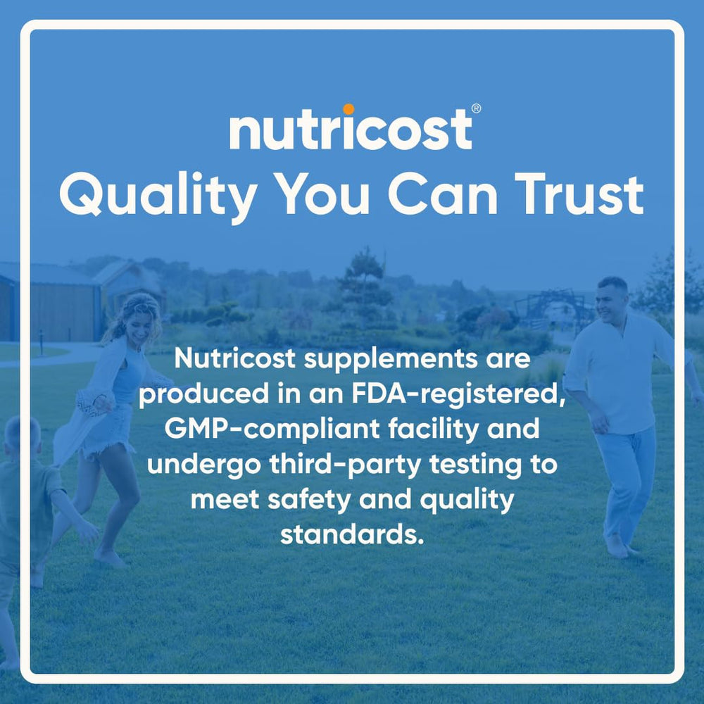 Nutricost facility badge indicating NSF GMP and FDA registered production