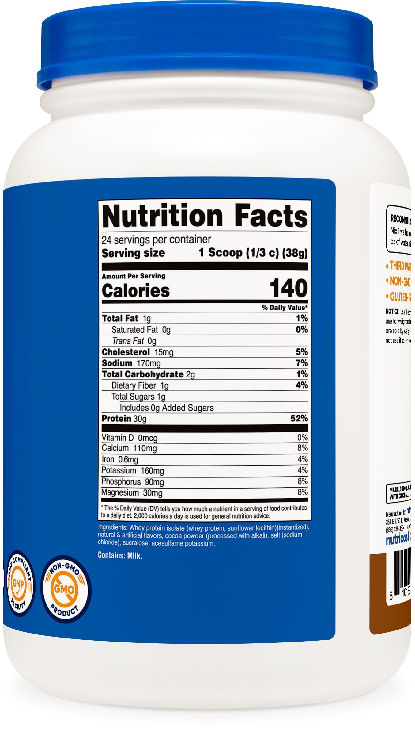 Nutricost FDA GMP facility label signals safety and quality.