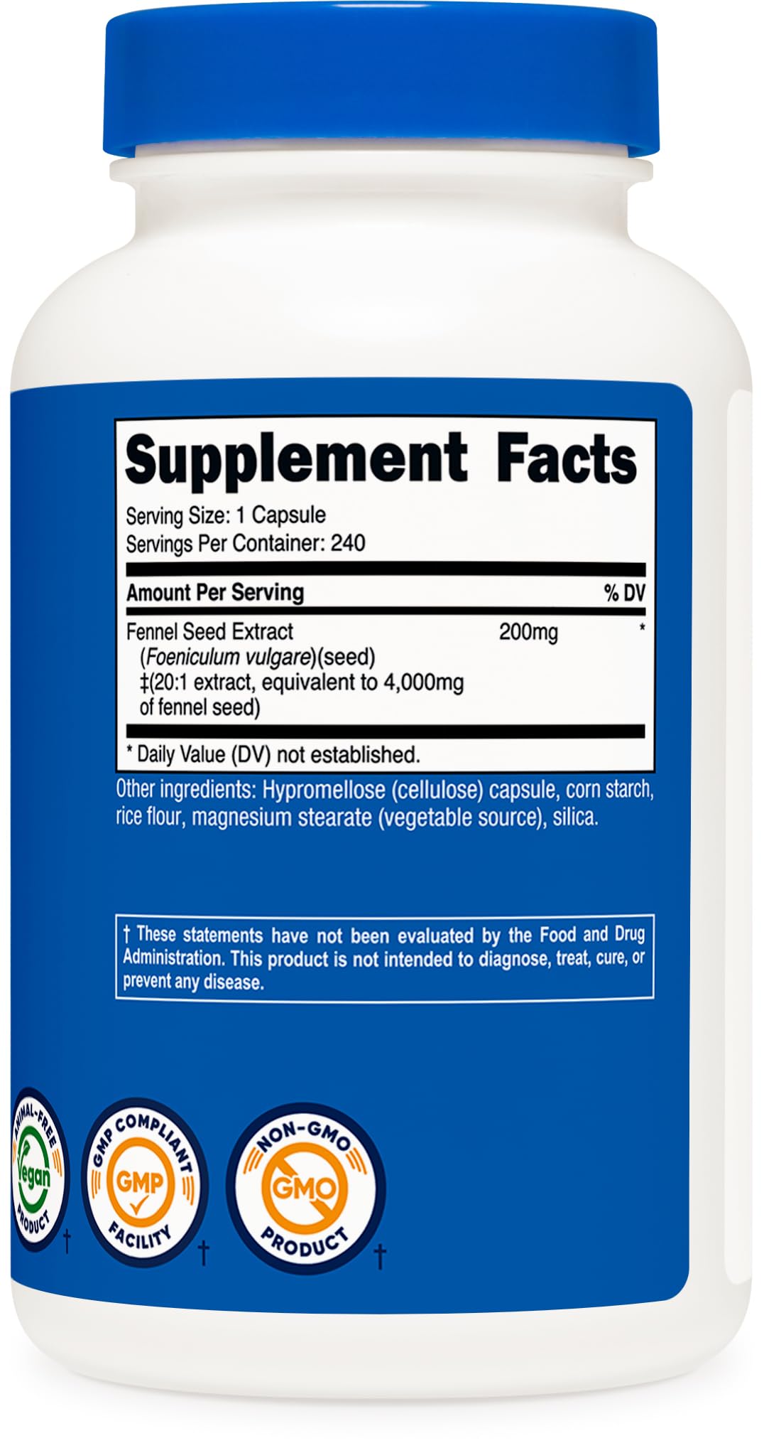 Nutricost fennel seed facility image implying NSF GMP FDA compliance