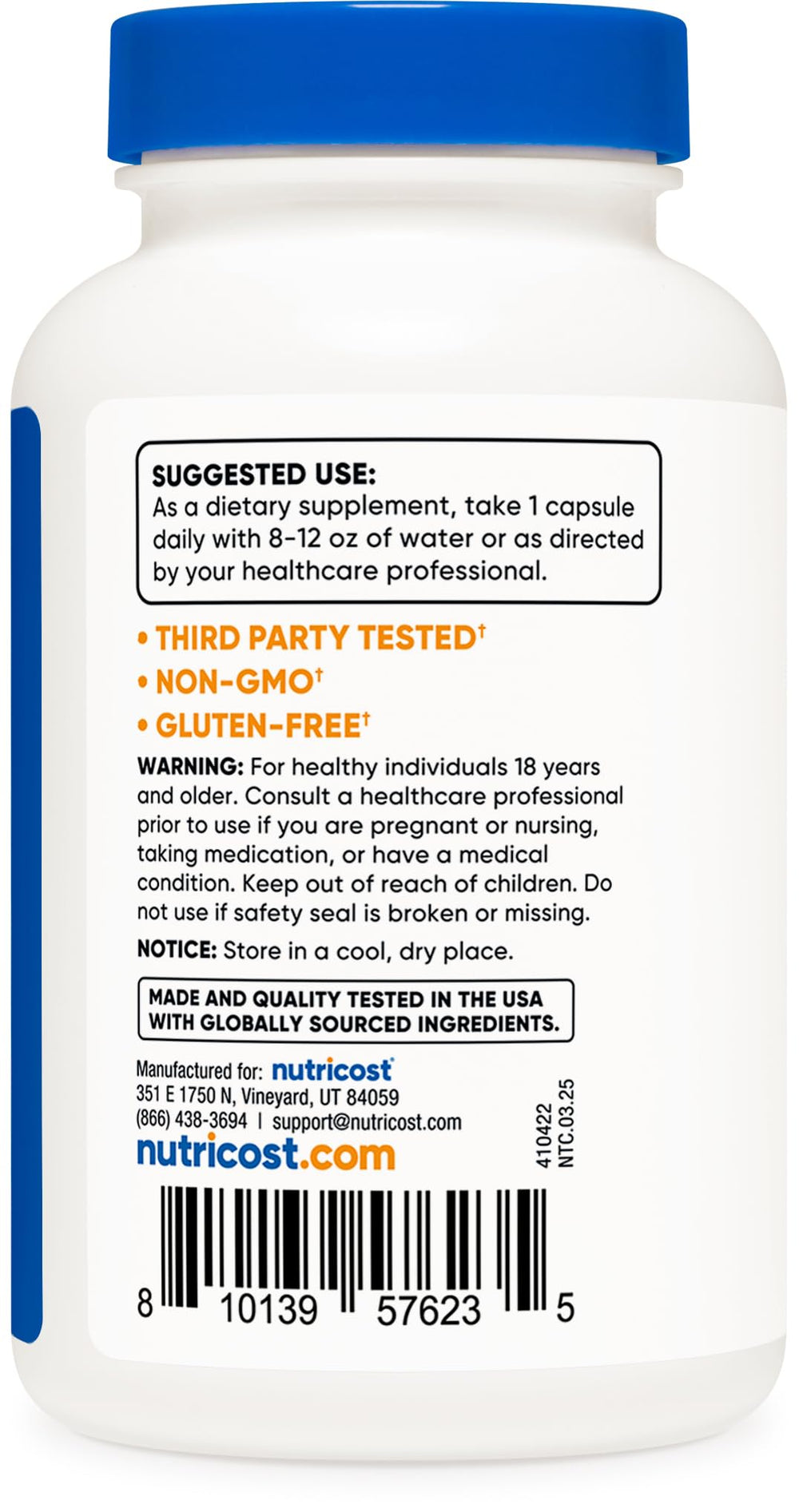 Nutricost fennel seed serving info graphic indicating 200 mg per capsule