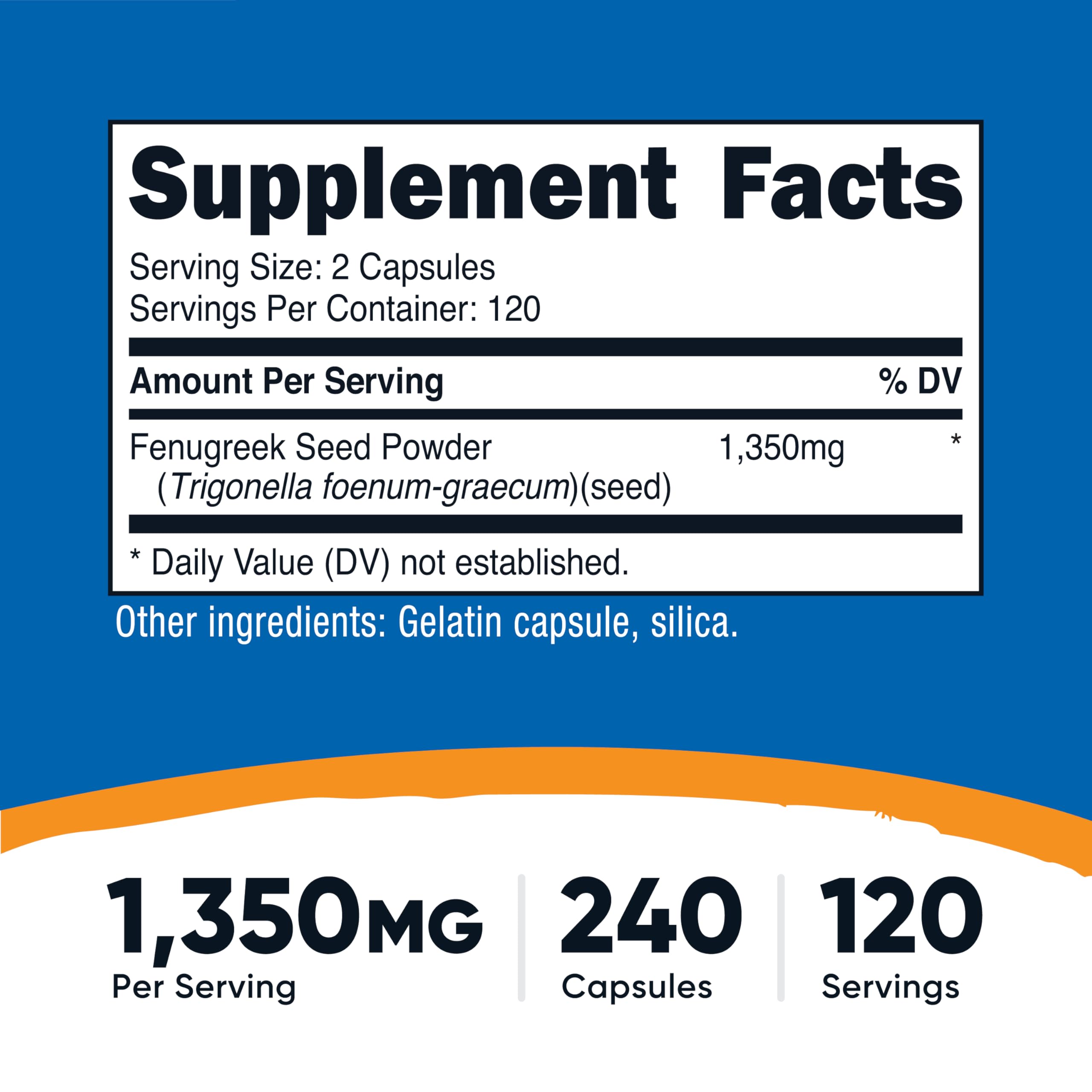 Close-up of Nutricost fenugreek capsules ready for daily use