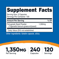 Close-up of Nutricost fenugreek capsules ready for daily use