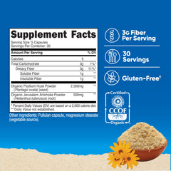 Nutricost fiber capsules organic psyllium husk close-up shows key ingredient