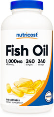 Nutricost Fish Oil Softgels bottle front view highlighting omega-3 formula for daily wellness