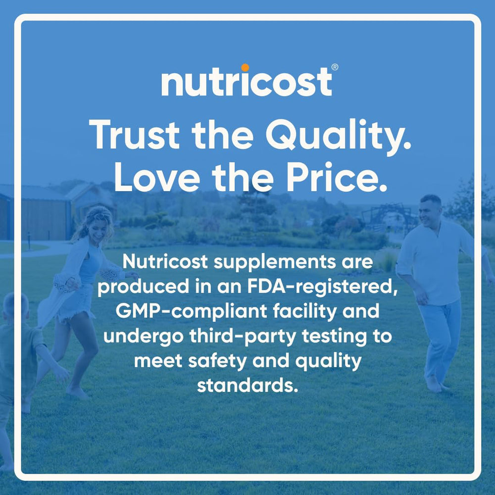 Nutricost Folic Acid bottle with capsules visible inside