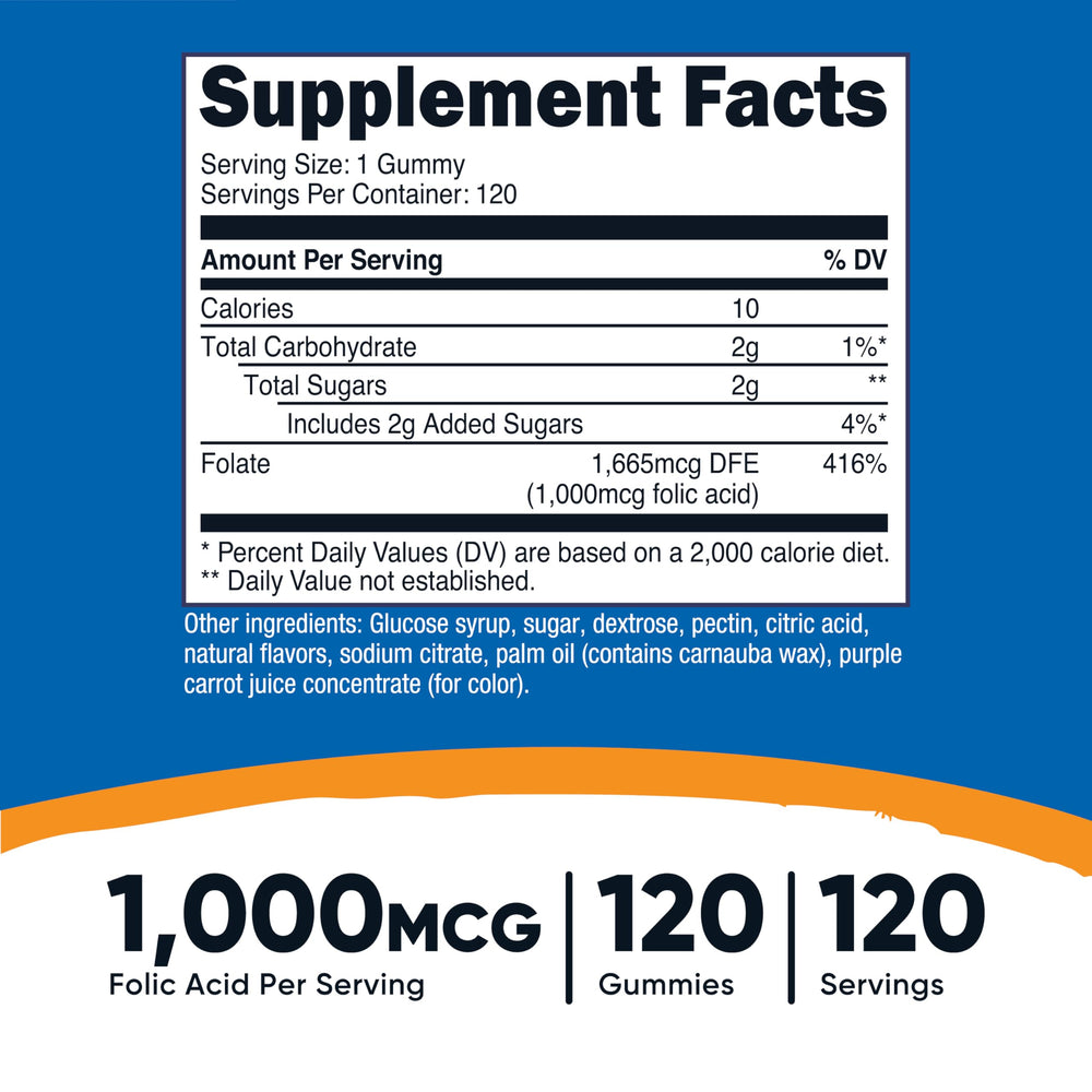 Nutricost Folic Acid Gummies bottle ready for daily use.