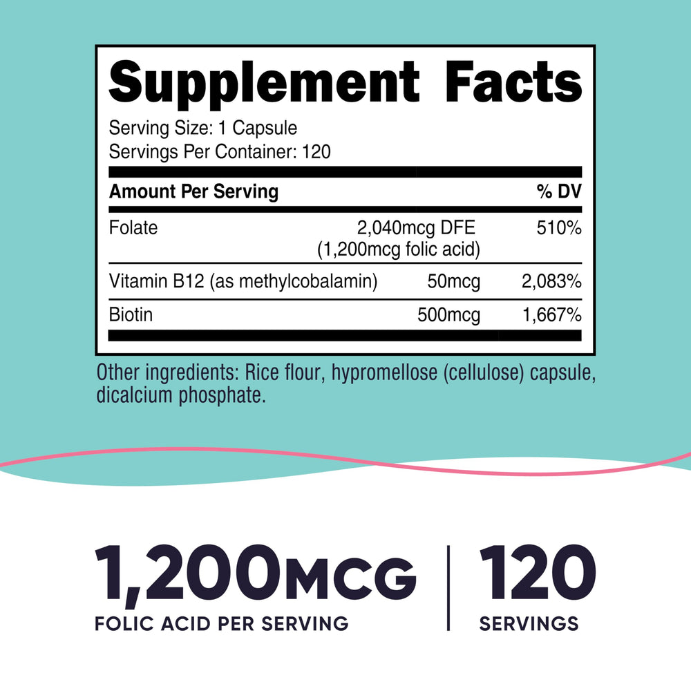 Nutricost Folic Acid Women capsules shown as a daily supplement