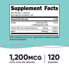 Nutricost Folic Acid Women capsules shown as a daily supplement