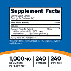Nutricost Garlic odorless softgels poured for discreet daily use