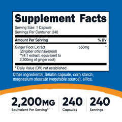 Nutricost ginger root extract capsules for easy, potent 4:1 dosage