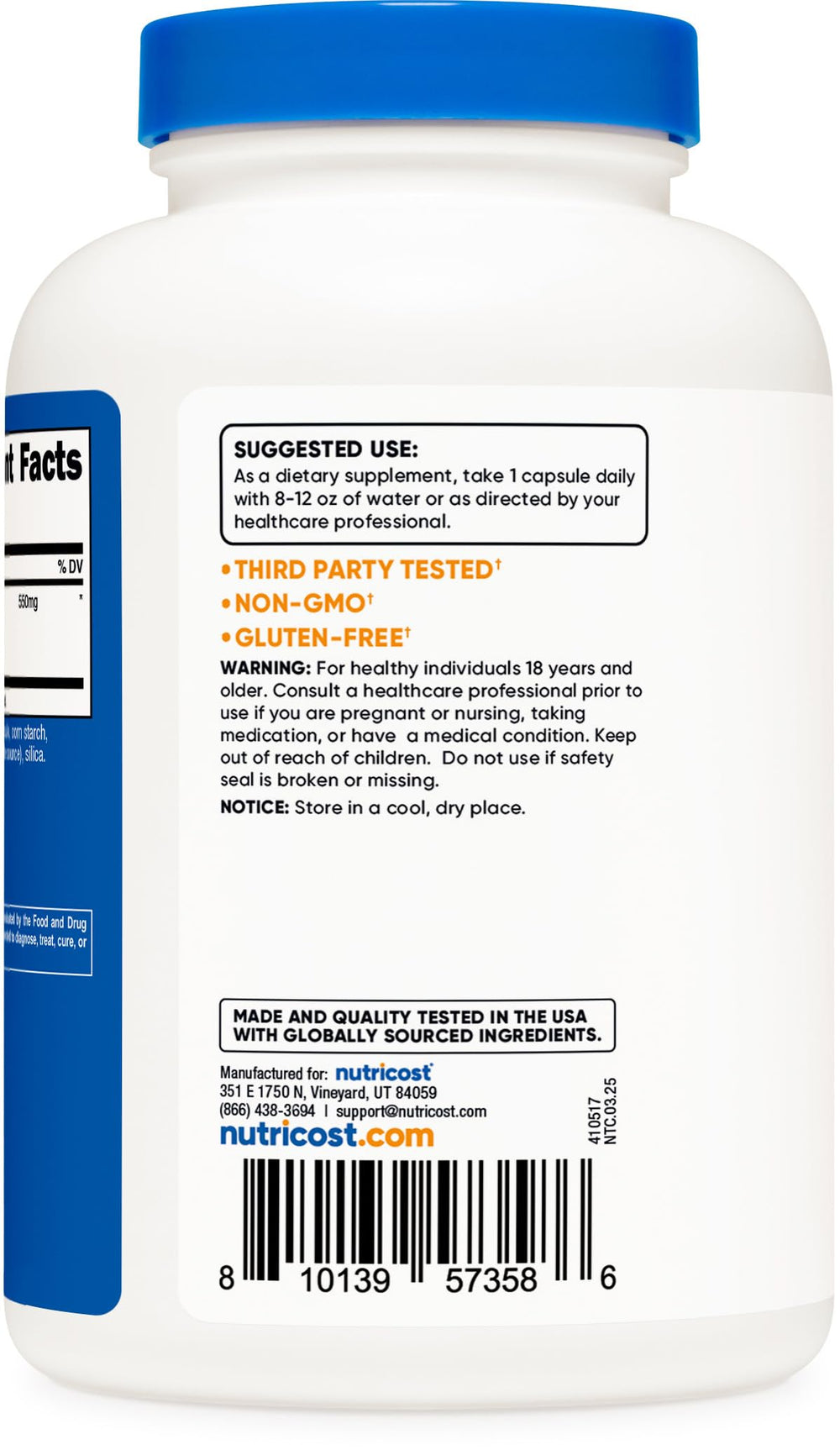 Nutricost dosage information image highlights 4:1 extract potency