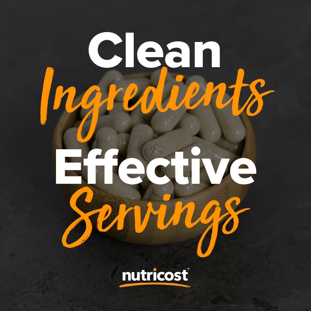 Nutricost packaging box on display offers convenient bottle and capsules