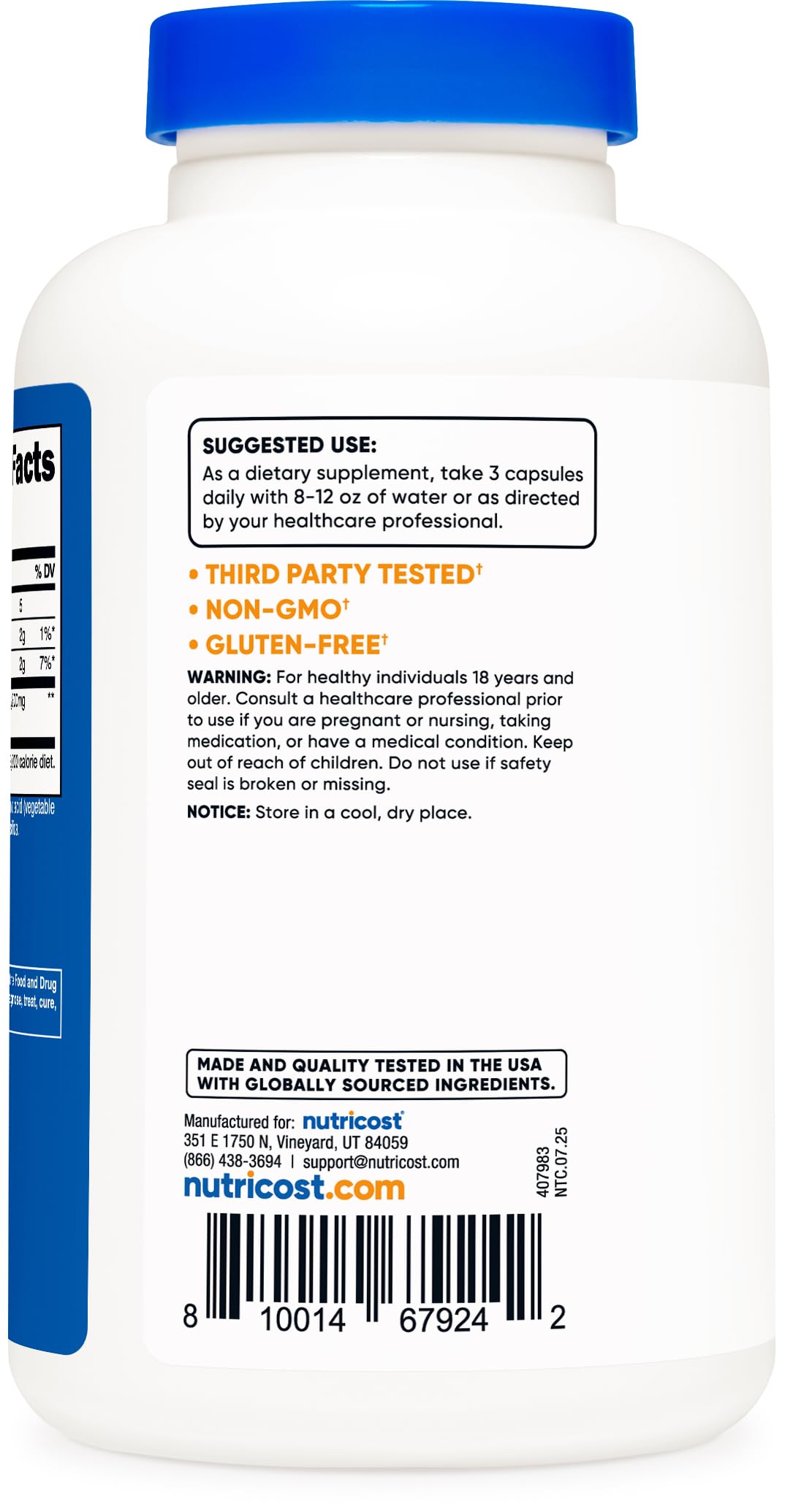 Nutricost Glucomannan pantry storage scene featuring long-lasting fiber source.