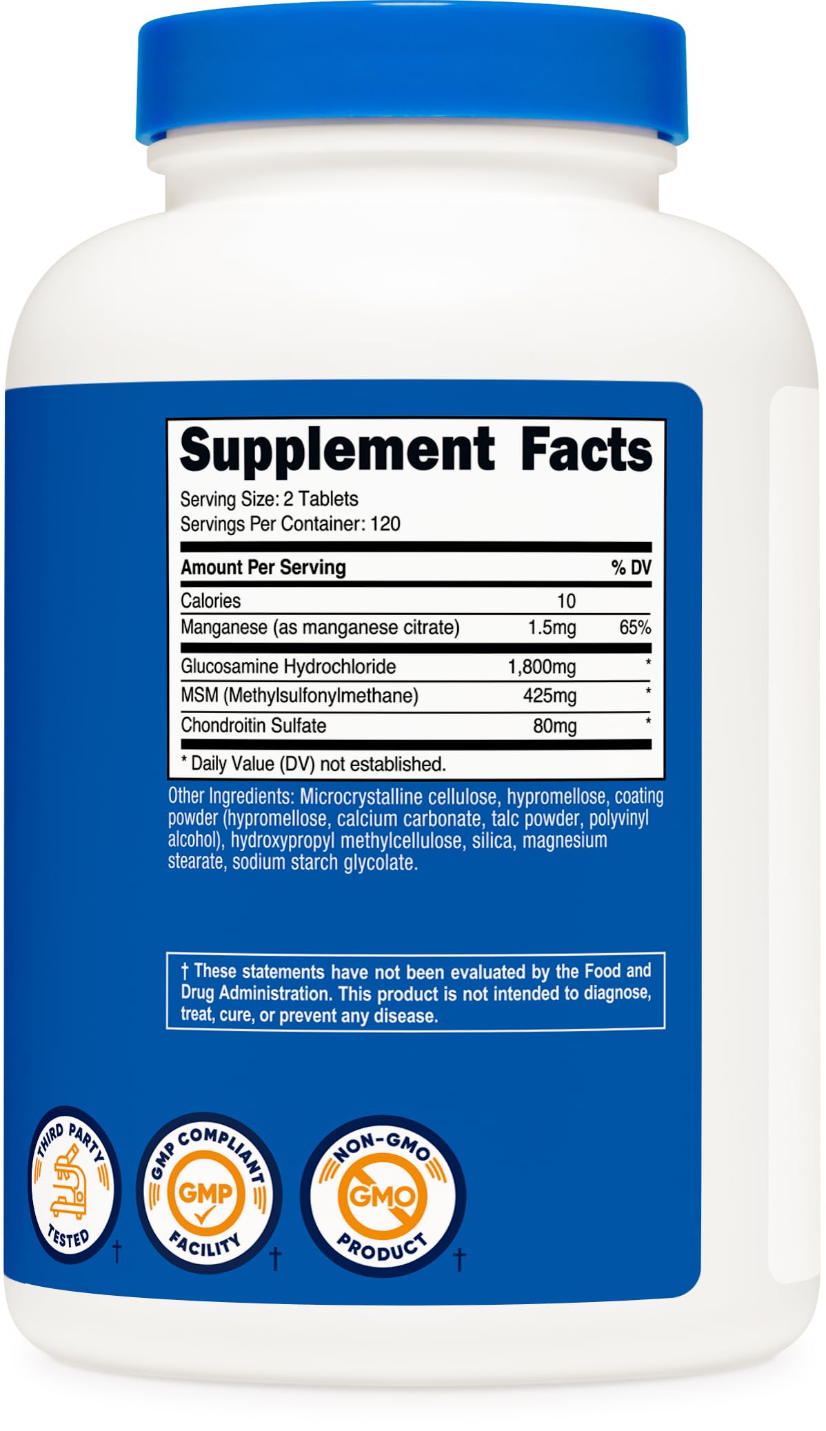 Ingredient profile of Nutricost glucosamine with chondroitin and MSM